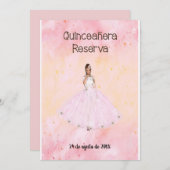 Bewaar de datum Quinceanera in het Spaans Roze Kaart (Voorkant / Achterkant)