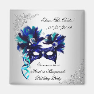 Bewaar de datum Quinceanera Sweet 16 Masquerade Bl Magneet