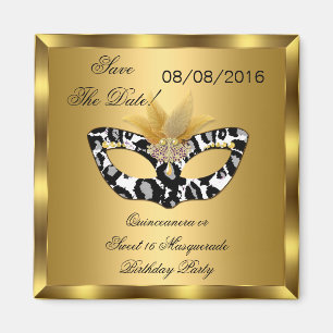 Bewaar de datum Quinceanera Sweet 16 Masquerade Go Magneet