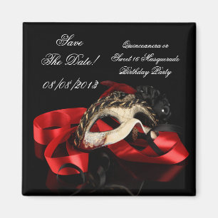 Bewaar de datum Quinceanera Sweet 16 Masquerade Ro Magneet