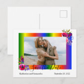 Bewaar de datum Rainbow Gay bloemen Aankondigingskaart (Voorkant / Achterkant)