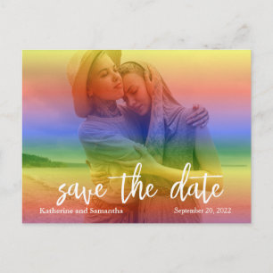 Bewaar de datum Rainbow Overlay Modern Gay Aankondigingskaart