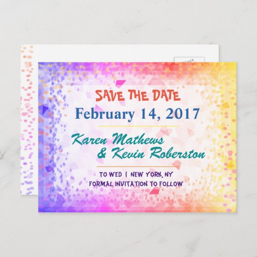 Bewaar de datum Rainbow Sunshine Aankondigingskaart (Voorkant / Achterkant)
