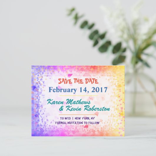 Bewaar de datum Rainbow Sunshine Aankondigingskaart (Staand voorkant)