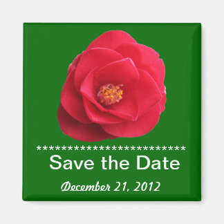 Bewaar de datum Red Camellia Flower Magneet