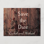 Bewaar de datum Red Faux Kant en Hout Aankondigingskaart (Voorkant)