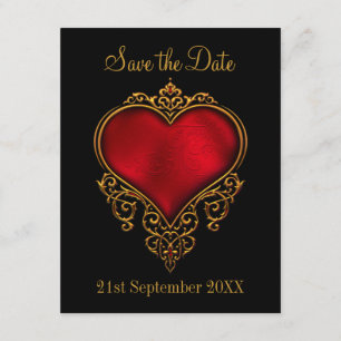 Bewaar de datum Red Gold Heart Black Save The Date