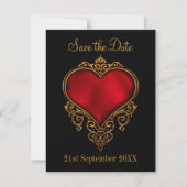 Bewaar de datum Red Gold Heart Black Save The Date (Voorkant)
