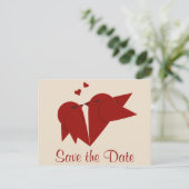 Bewaar de datum Red Lovebirds Wedding Photo Briefk Aankondigingskaart (Staand voorkant)