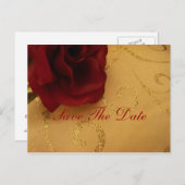 Bewaar de datum Red Rose Gold swirl Briefkaart (Voorkant / Achterkant)