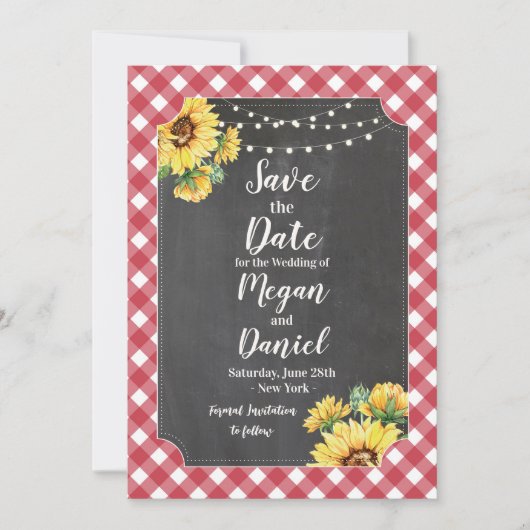 Bewaar de datum Red White Sunflower Floral Wedding Save The Date (Voorkant)
