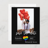 Bewaar de datum Regenboog Hart Foto Aankondigingskaart (Voorkant / Achterkant)