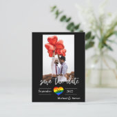 Bewaar de datum Regenboog Hart Foto Aankondigingskaart (Staand voorkant)