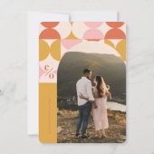 Bewaar de datum, Retro, boog foto, 70's roze Save The Date (Achterkant)