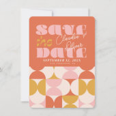 Bewaar de datum, Retro, boog foto, 70's roze Save The Date (Voorkant)