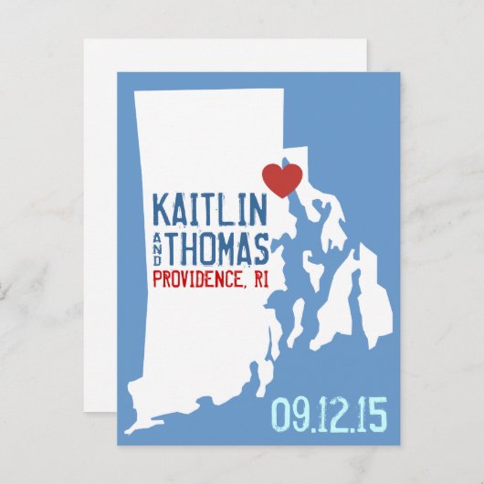 Bewaar de datum - - Rhode Island Aankondigingskaart (Voorkant / Achterkant)