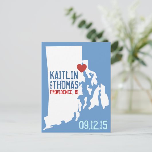 Bewaar de datum - - Rhode Island Aankondigingskaart (Staand voorkant)