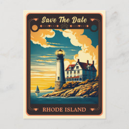 Bewaar de datum | Rhode Island uitnodigingsansicht Briefkaart