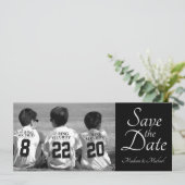 Bewaar de datum ringdrager fotokaarten save the date (Staand voorkant)