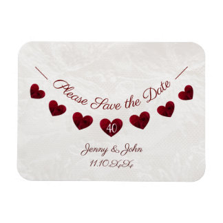 Bewaar de datum robijn 40e trouwdag magneet