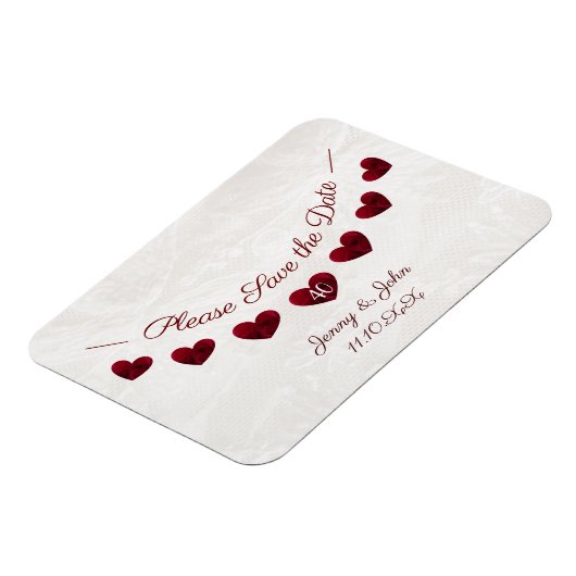 Bewaar de datum robijn 40e trouwdag magneet (Linkerzijde)