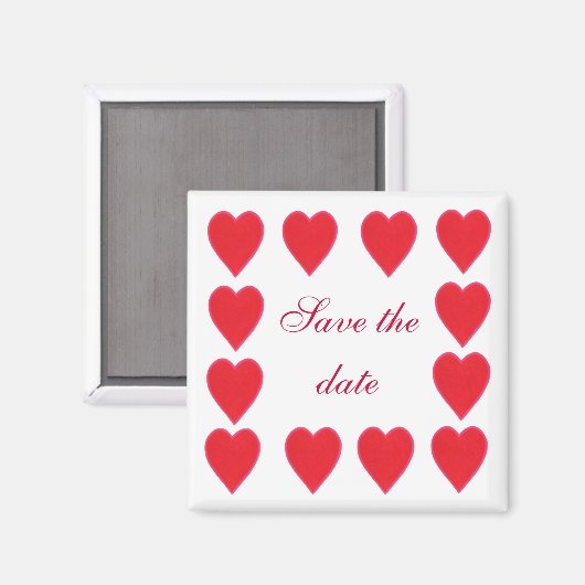 Bewaar de datum, rode harten rand magneten (Voorkant / Achterkant)
