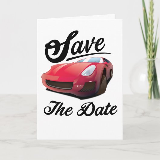 Bewaar de datum rode sportauto notitiekaartje (Voorkant)