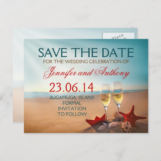 Bewaar de datum romantisch aankondigingskaart (Voorkant / Achterkant)