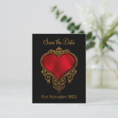 Bewaar de datum Rood Goud Hart Zwart Save The Date (Staand voorkant)