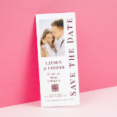 Bewaar de datum Rosewood rood QR-code moderne trou Save The Date