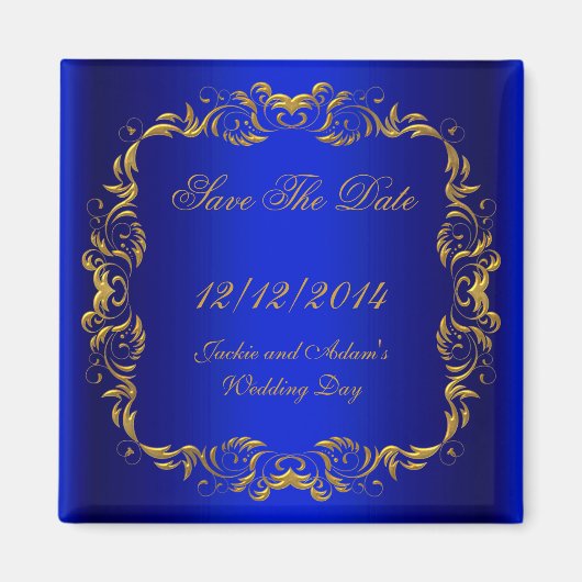BEWAAR DE DATUM Royal Blue Goud Magneet (Voorkant)