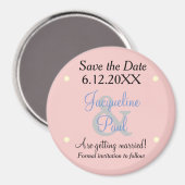 Bewaar de datum Roze Blauwe Pastels Magneet (Voorkant / Achterkant)
