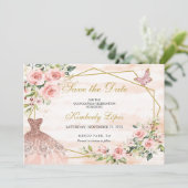 Bewaar de datum Roze Bloemen Save The Date (Staand voorkant)
