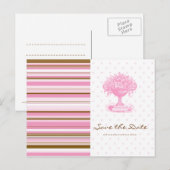 BEWAAR DE DATUM, Roze & Bruine Chic Ansichtkaart Aankondigingskaart (Voorkant / Achterkant)