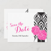 Bewaar de datum roze dianthus bruiloft briefkaart (Voorkant / Achterkant)