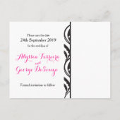 Bewaar de datum roze dianthus bruiloft briefkaart (Achterkant)