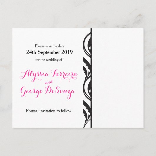 Bewaar de datum roze dianthus bruiloft briefkaart (Achterkant)