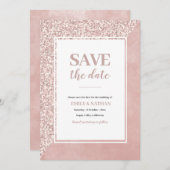 Bewaar de datum Roze glitters waterverf Uitnodigin Kaart (Voorkant / Achterkant)