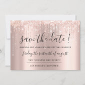 Bewaar de datum Roze goud Glitterende druppels lin Save The Date (Voorkant)