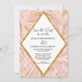 Bewaar de datum Roze goud namaak glinster marmer b Save The Date
