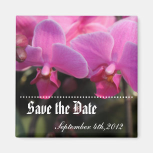 Bewaar de datum, roze orchidee bloemen. magneet