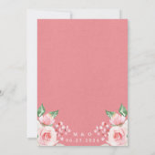 Bewaar de datum Roze Perzik Witte Waterverf Bloeme Kaart (Achterkant)