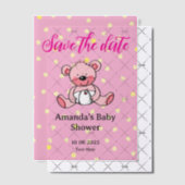 Bewaar de datum roze teddybeer baby shower vellum uitnodigingen (Offset (Uitnodiging))