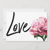 Bewaar de datum, Roze waterverf Pioen bloem Save The Date (Achterkant)
