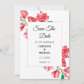 Bewaar de datum Roze Wit Bloemen Bruiloft Kaart (Voorkant)