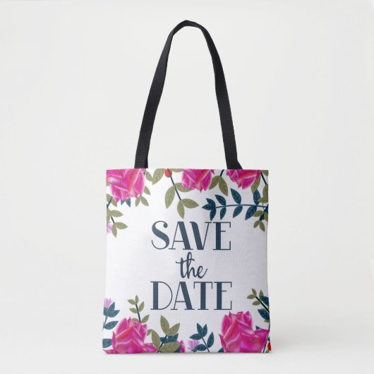 Bewaar de datum Rozen en bloemblaadjes. Tote Bag (Voorkant)