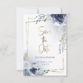 Bewaar de datum | rozen en namaak gouden lijst kaart (Voorkant)