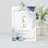 Bewaar de datum | rozen en namaak gouden lijst kaart (Staand voorkant)