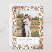 Bewaar de datum Rustic Herfst Bloemstuk Frame 2 Fo Kaart (Voorkant)