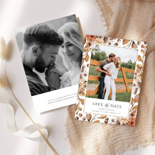 Bewaar de datum Rustic Herfst Bloemstuk Frame 2 Fo Kaart